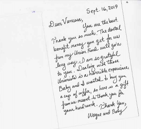Letter from Sharon and Jeff