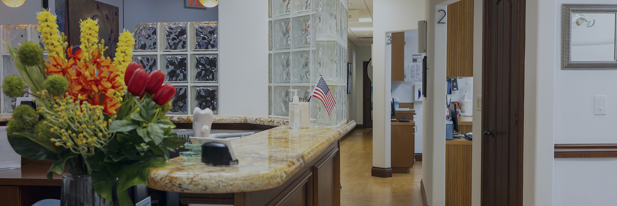 Reception desk at a dental office in Boca Raton