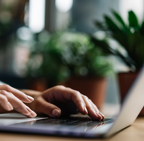 Person typing on a laptop