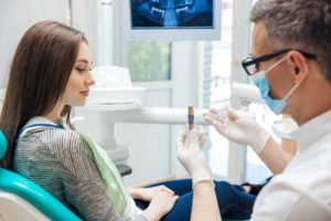 Dentist explaining surgery for dental implants in Boca Raton