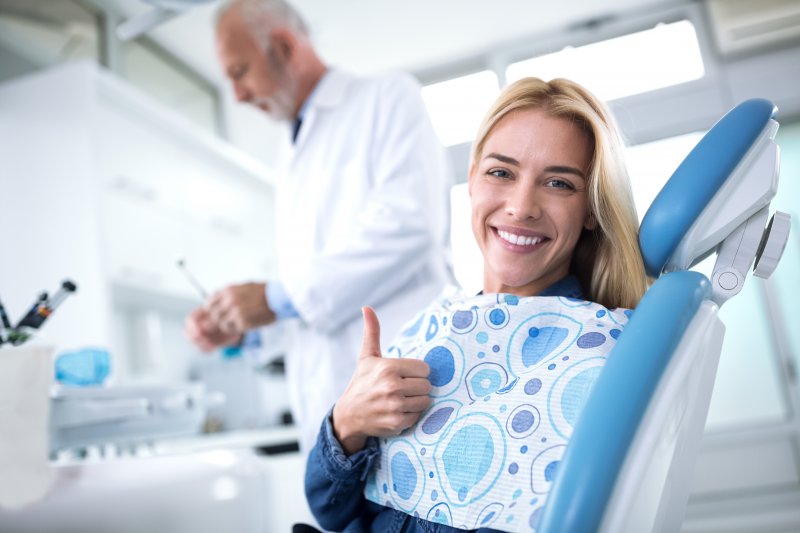 woman smiling at dentist