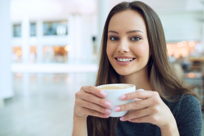 woman drinking coffee in the morning.