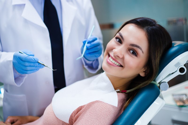 a woman visiting the dentist